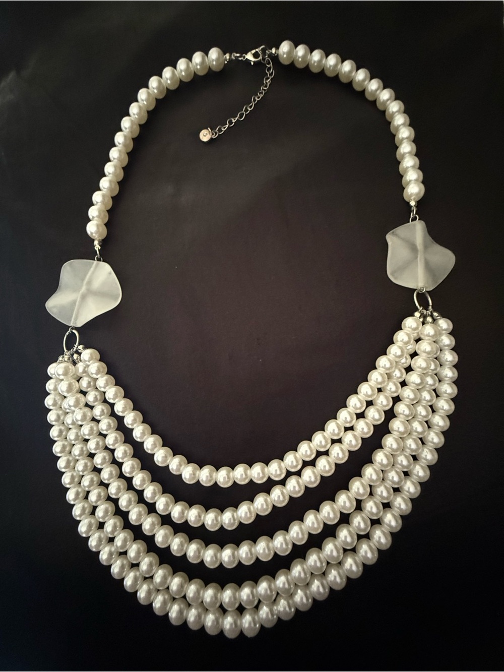 Chico’s C1946 Faux Pearl Multi-Strand Statement Necklace - White